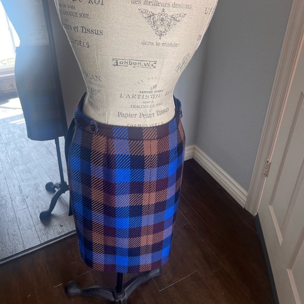 AKRIS Plaid Wrap Skirt
